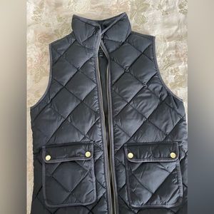 Jcrew quilted black vest with gold details
